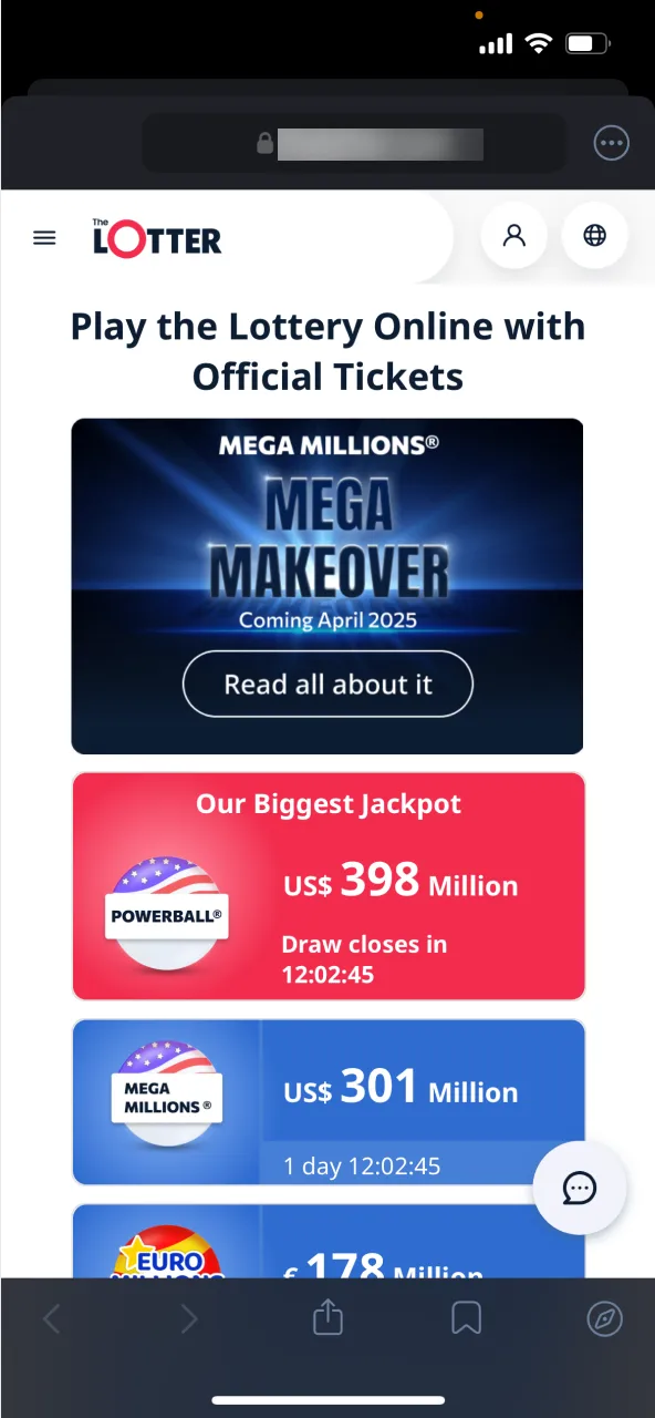 Open Safari and visit TheLotter’s gaming platform page.