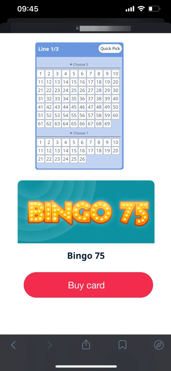 Purchase bingo cards on TheLotter Casino to join your chosen game.