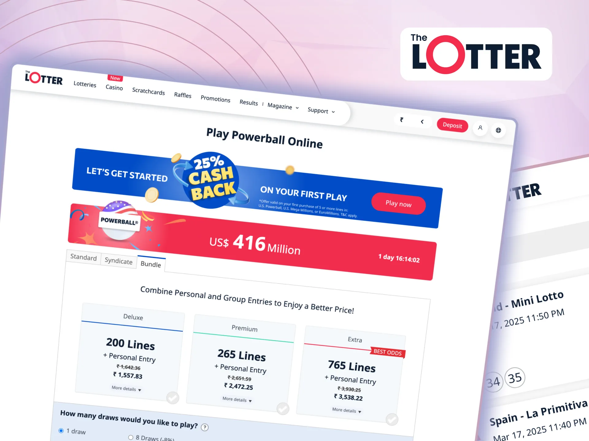 Get personal tickets and syndicate shares with TheLotter Bundles for more chances to win.