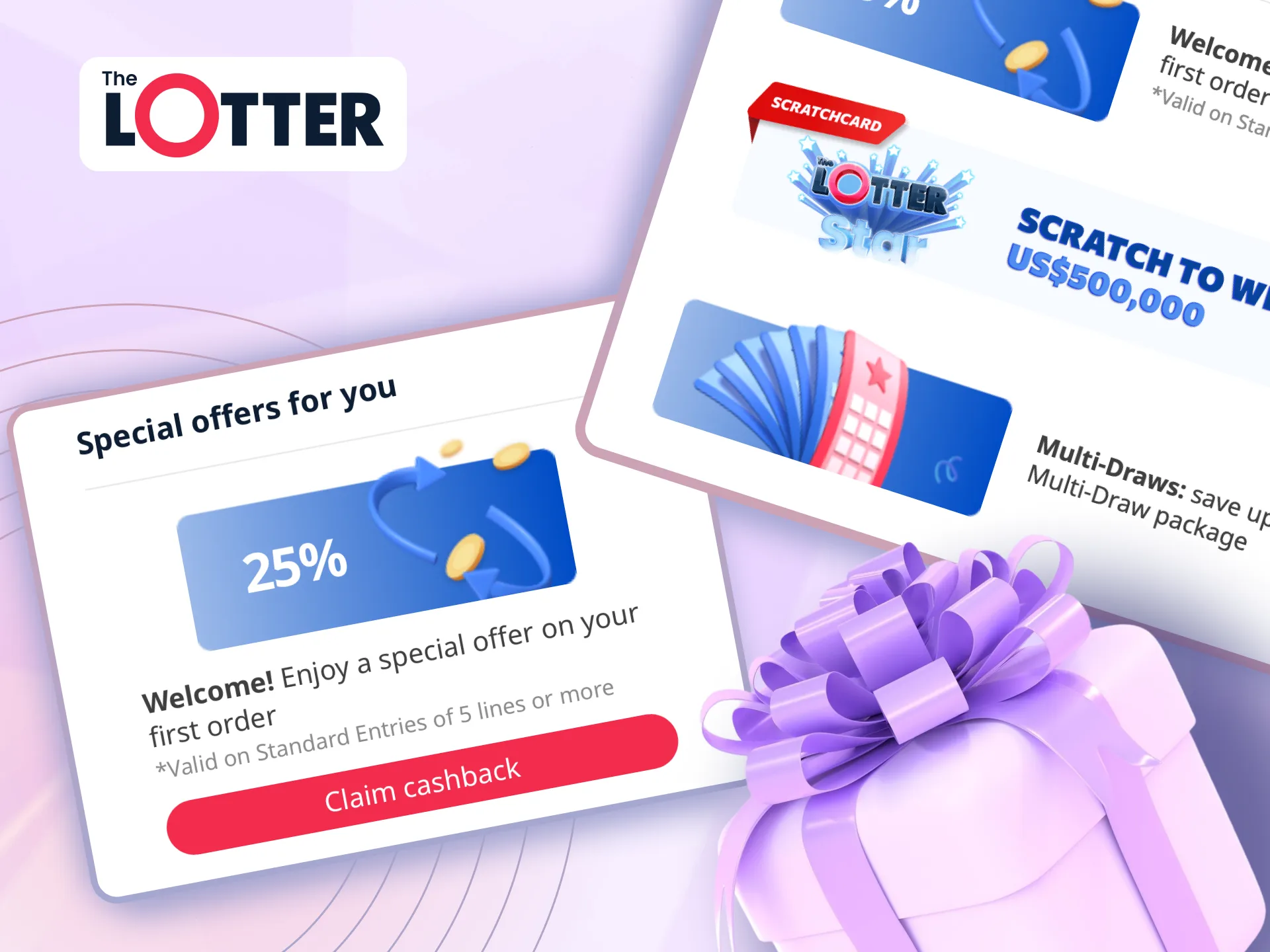 TheLotter offers cashback, discounts, and free tickets for scratchcard players through various promotions.