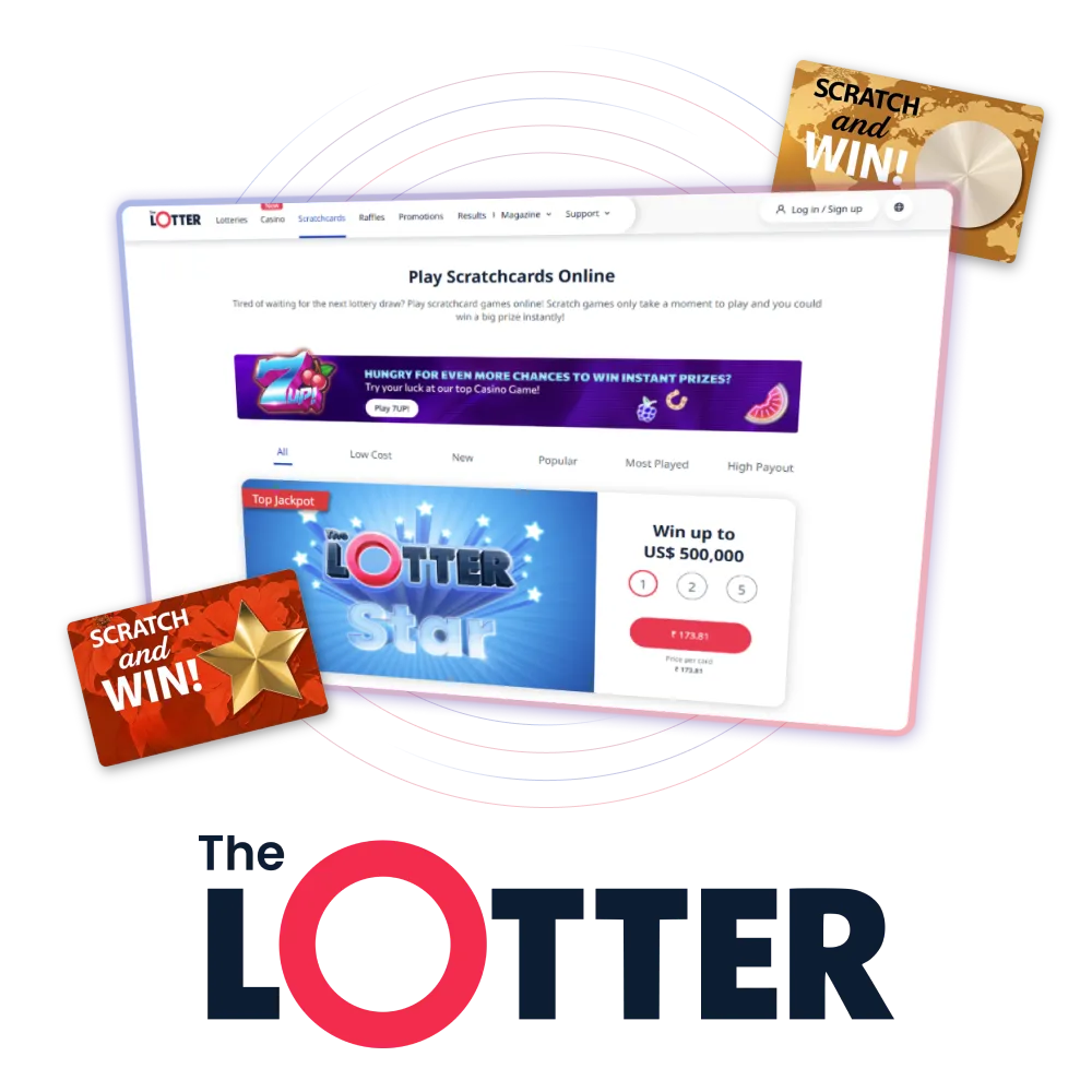 Scratch and win big prizes with TheLotter scratchcard games.