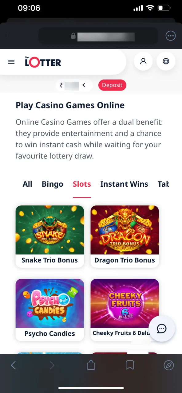Browse the casino games on TheLotter Casino and choose the slot that catches your interest.