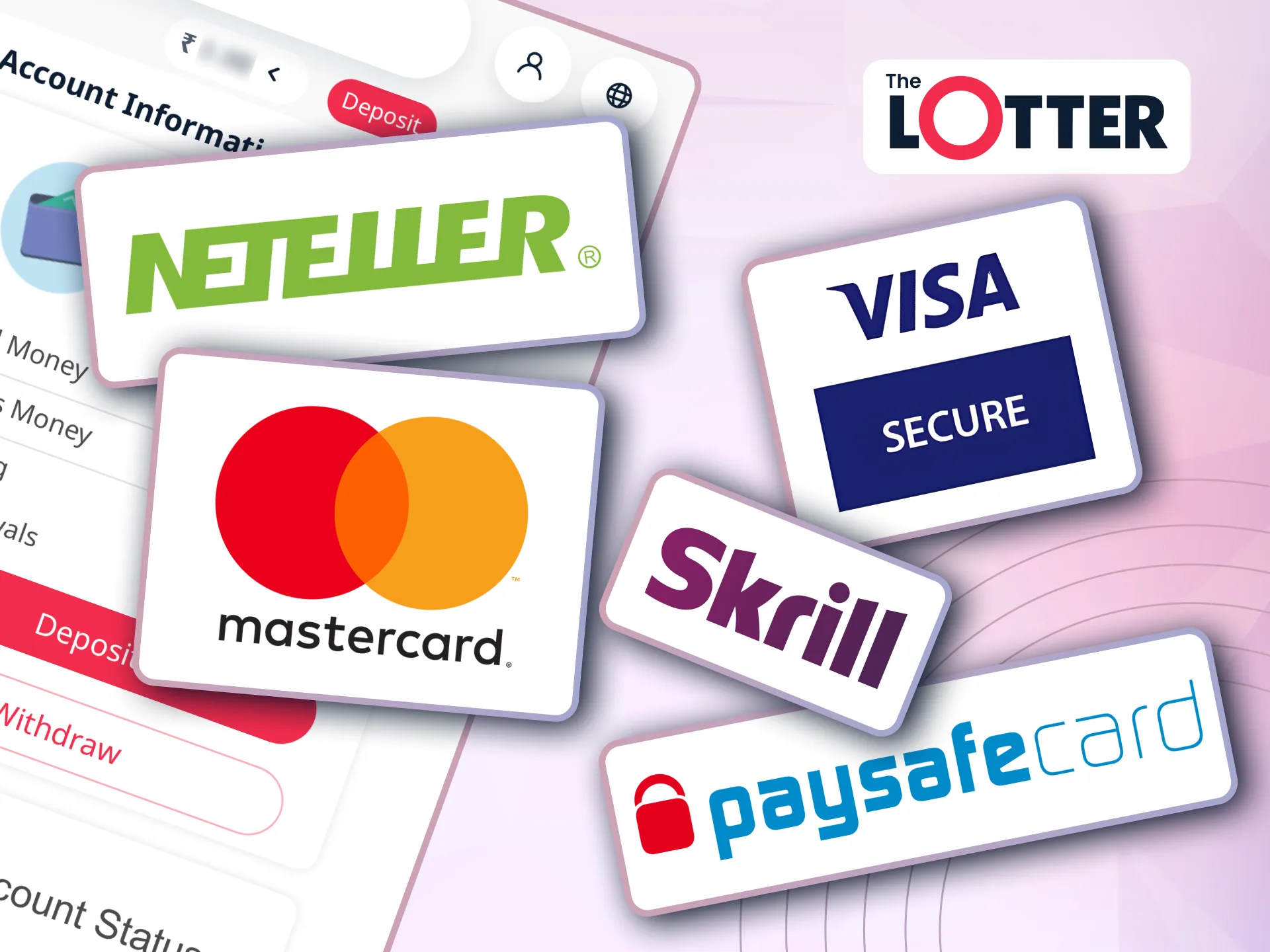 TheLotter Casino ensures safe transactions through trusted methods such as Visa, Paysafecard.