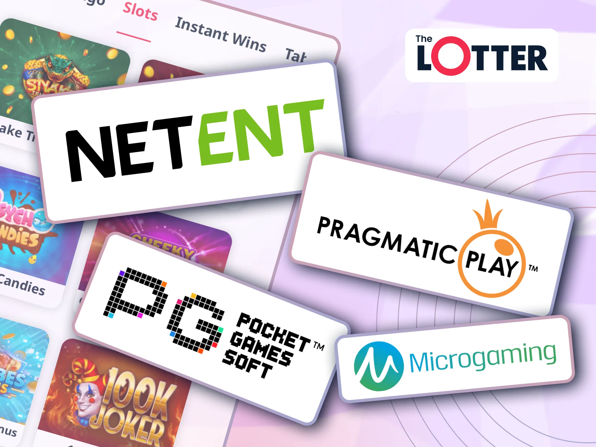 Play slots from providers like PG Soft, NetEnt, and Microgaming directly on TheLotter.
