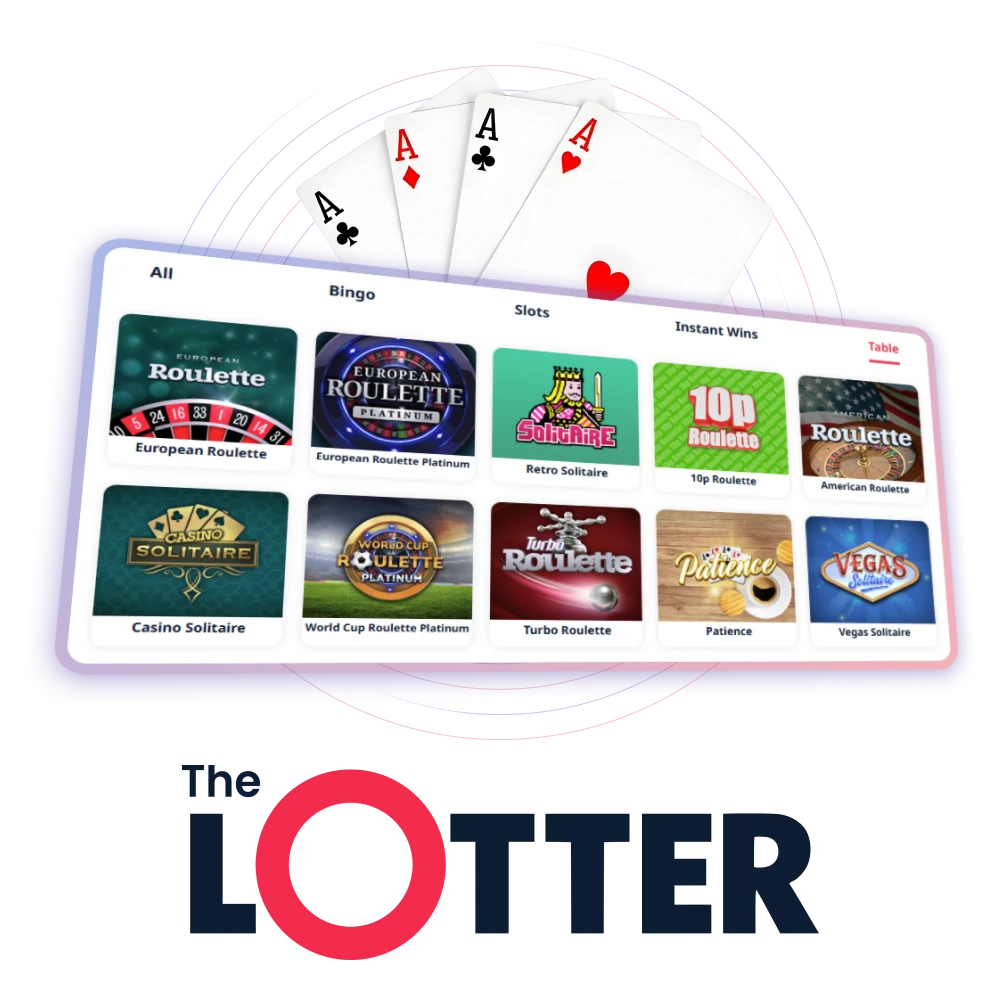 Enjoy table games like blackjack and roulette on TheLotter platform.